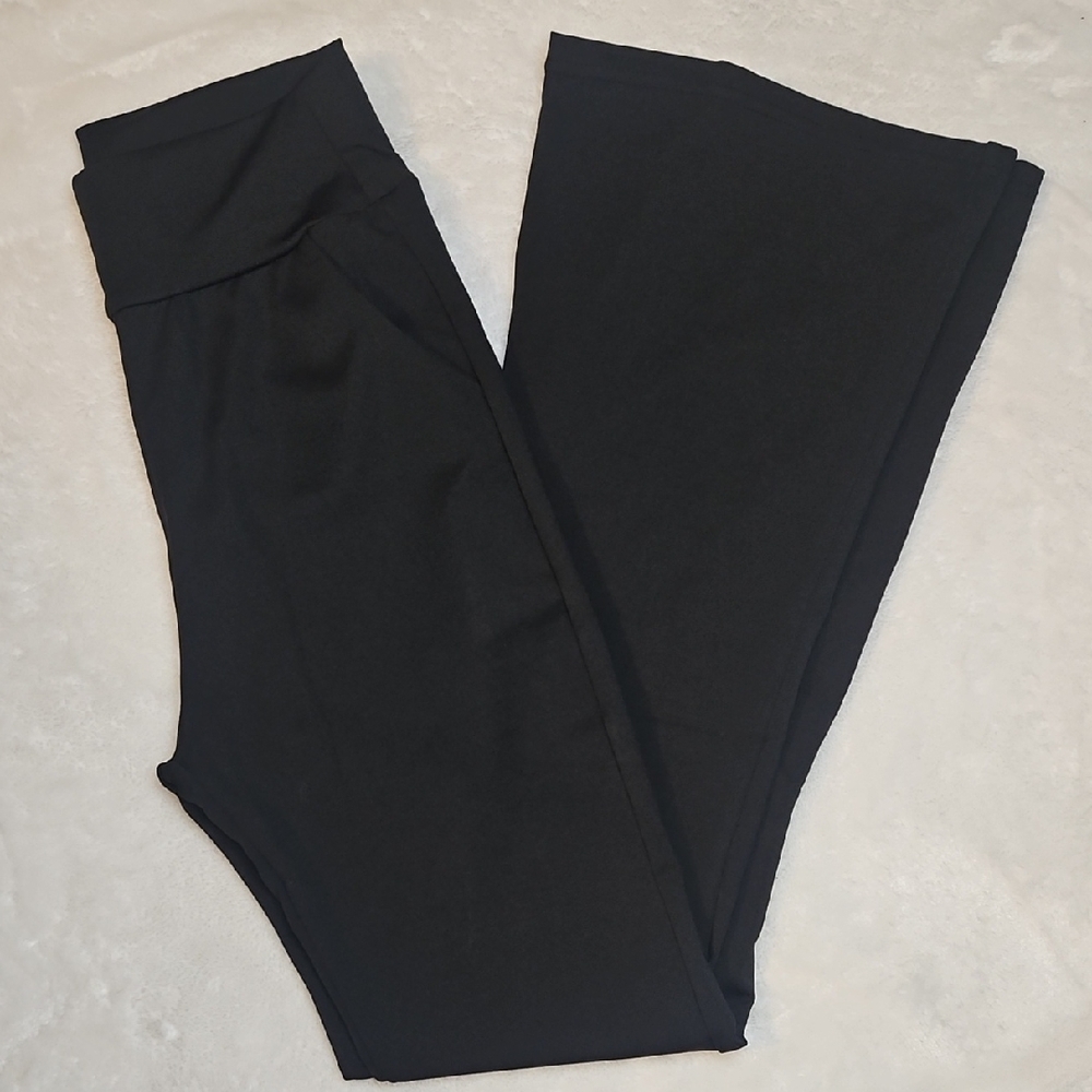 High Waisted Black Flare Leggings - Picture 2 of 5